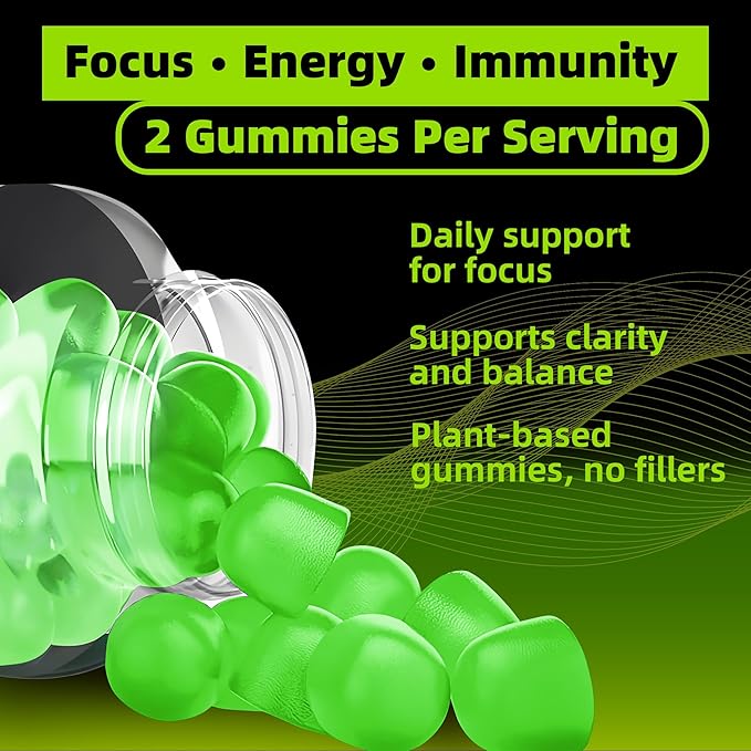 Mushroom Gummies - 10x Mushroom Supplement with Ashwagandha and Lions Mane (90 Chews) Nootropic Brain Supplement, Immune Support & Stress Relief-Fruit Flavor