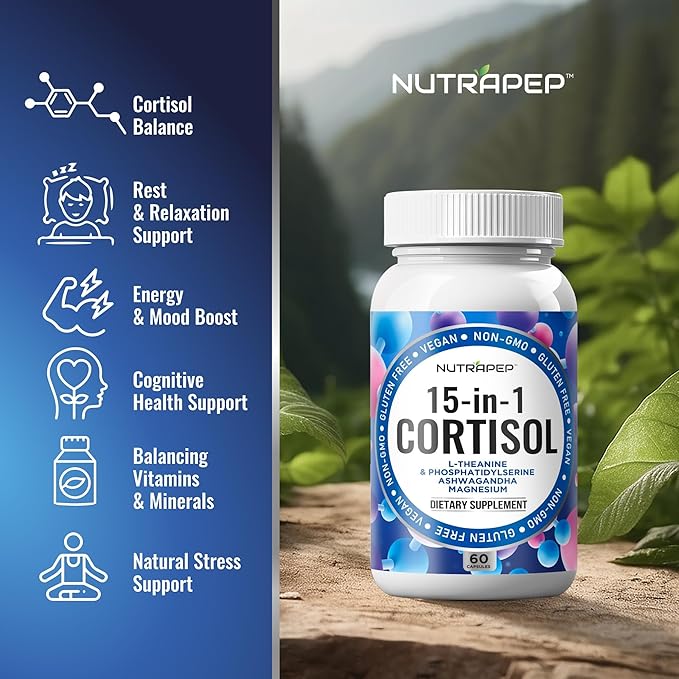 Cortisol Detox Supplement Men Women - Reduce Lower Cortisol High Cortisol Reducer Blocker Control - Supports Stress Mood Rest Adrenal Calm Relax with Ashwagandha L-Theanine Magnesium