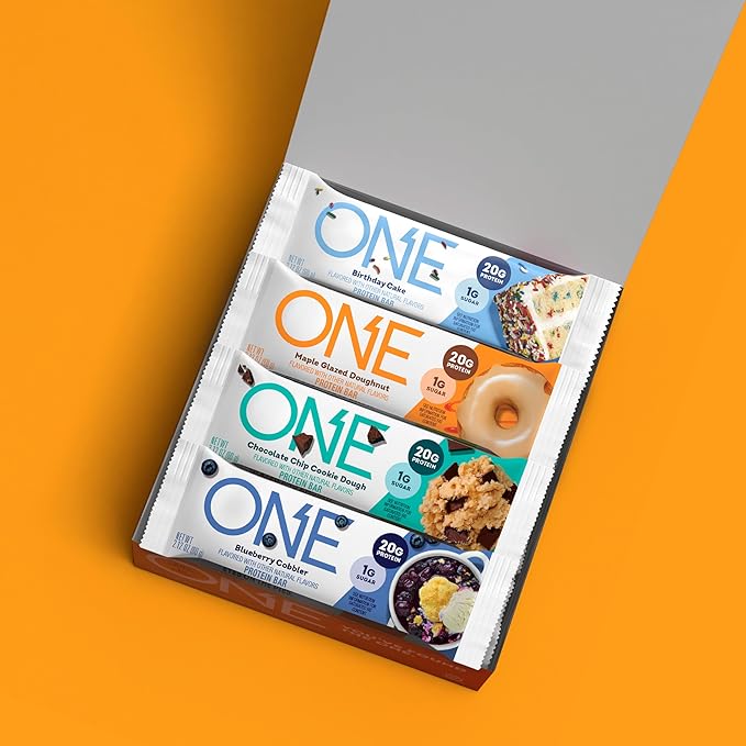 ONE Protein Bars, Sampler Variety Pack, Gluten Free with 20g Protein and 1g Sugar, Pantry Staples, 2.12 oz (8 Count)
