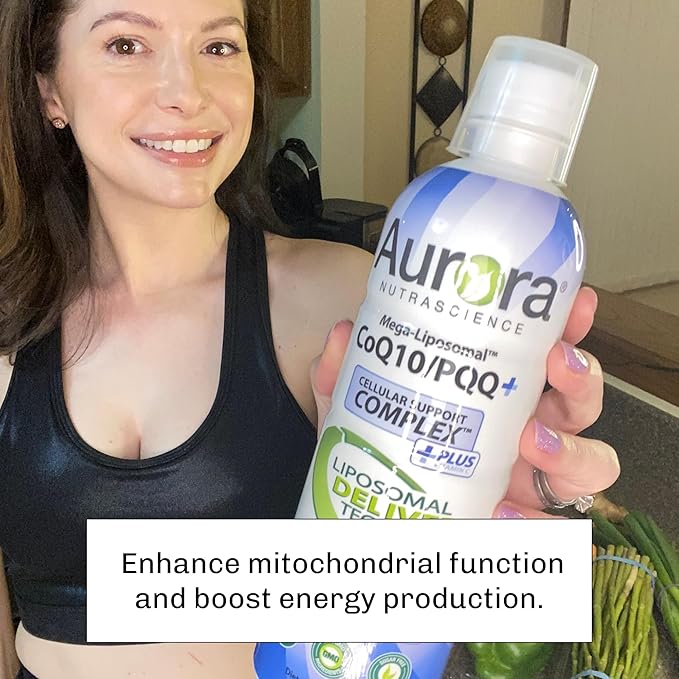 Aurora Nutrascience Mega-Liposomal CoQ10, PQQ & Vitamin C, Energy and Cellular Support, Gluten Free, Non-GMO, Sugar Free, Strawberry, 32 Servings, 16 fl oz