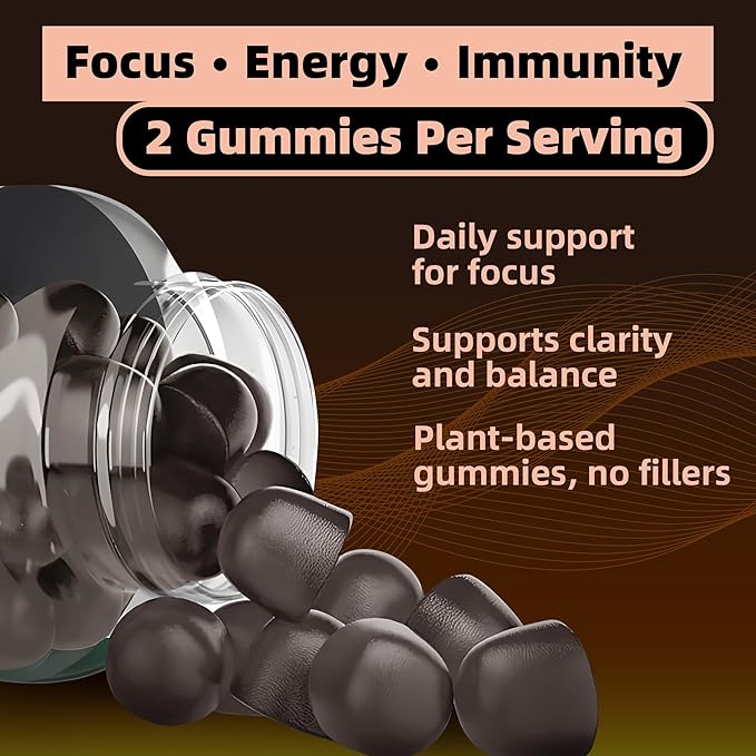 Mushroom Gummies - 10x Mushroom Supplement with Ashwagandha and Lions Mane (90 Chews) Nootropic Brain Supplement, Immune Support & Stress Relief-Coke Flavor