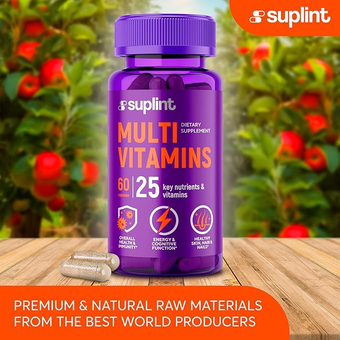 Multivitamin Supplement | Complex with Vitamin A, C, D, E, K1, B, Zinc & Chromium | Hair, Skin & Nail Beauty Vitamins | Immune Support Supplements for Men & Women | 60 Capsules