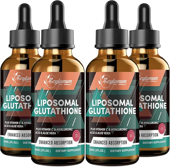 2000MG Liposomal Glutathione Liquid Drops, Enhanced Absorption, Glutathione Supplement, with Vitamin C, Hyaluronic Acid & L-Glutathione, Antioxidant Supplement - Liver Detox, Radiant Skin, 8.08 OZ
