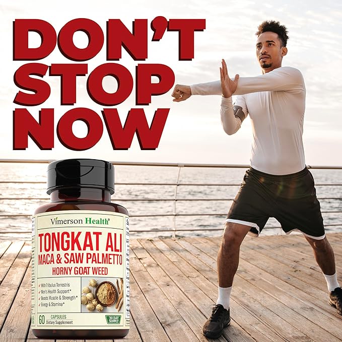 Tongkat Ali & Hornygoatweed for Men with Maca Root Powder, Saw Palmetto for Men and Tribulus Terrestris - Healthy Testosterone Support and Balanced Energy Supplements - 60 Premium Tongat-Ali Capsules