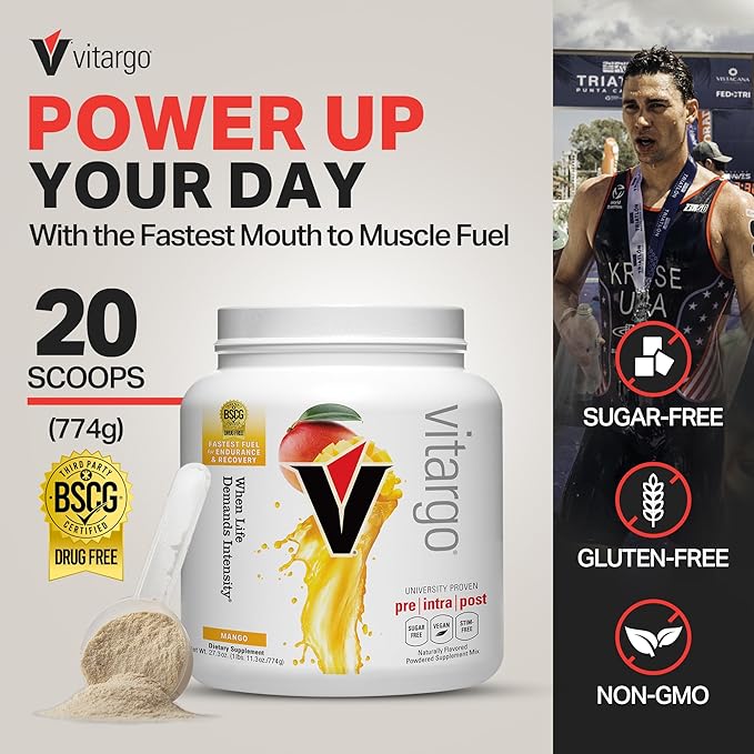 Vitargo Carbohydrate Powder | Feed Muscle Glycogen 2X Faster | 1 LB Mango Pre Workout & Post Workout Recovery Powder| Carb Supplement for Recovery, Endurance, Gain Muscle Mass