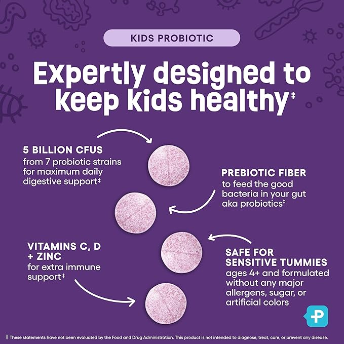 Physician's CHOICE Probiotics for Kids - 7 Diverse Strains, Organic Prebiotics, Vitamins & Minerals - Clinically Studied L. Rhamnosus - Immune & Digestive Support - No Sugar or Artificial Dyes - 60ct