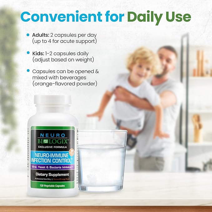 Neuro Immune Infection Control – Advanced Gut & Immune Support Supplement – Helps Maintain Yeast Balance & Digestive Function - Contains Monolaurin, L lysine, Elderberry, Cinnamon & Olive Leaf
