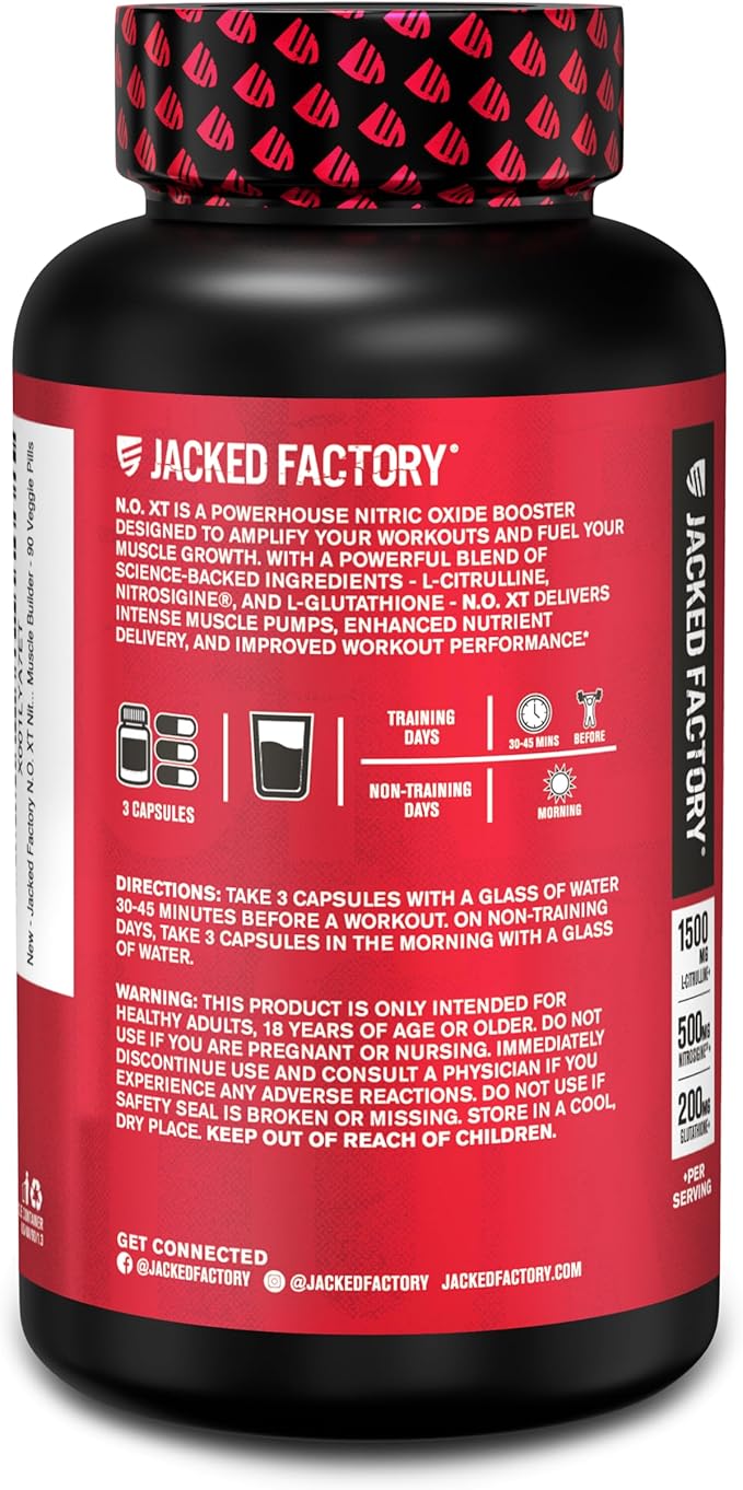 Jacked Factory Nitrosurge Shred Thermogenic Pre-Workout in Black Cherry & N.O. XT Nitric Oxide Booster for Men & Women