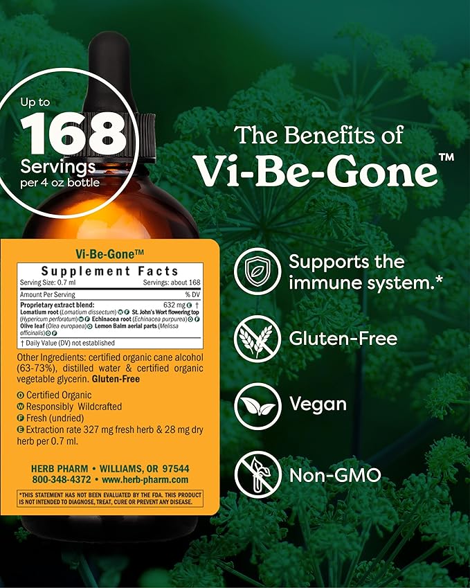 Herb Pharm Virattack Liquid Herbal Formula with Lomatium for Active Immune System Support - 4 Ounce