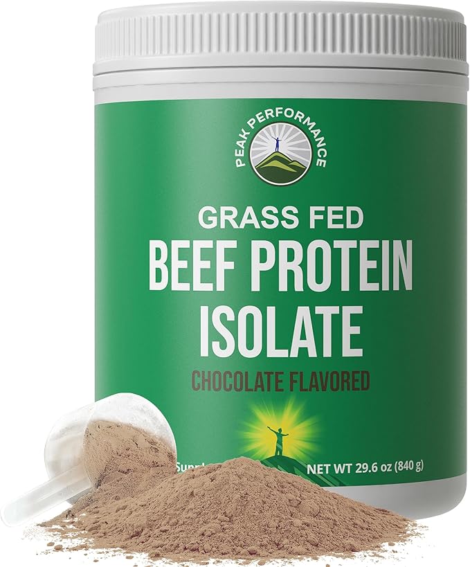 Grass Fed Beef Protein Powder - Lactose Free Great Tasting Beef Protein Isolate. Complete Animal Based Non Dairy Paleo Carnivore Supplement for Prime Muscle Building. No Whey. Chocolate Flavor