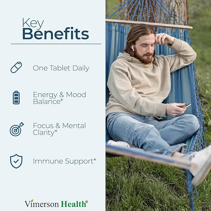 Vitamin B Complex with Vitamin B12, Niacin, Vitamin B2, Vitamin B6, Folic Acid 400mcg. B Complex Vitamins for Women & Men. Aids Mood, Energy, Nervous System & Immune Support. High Potency. One a Day