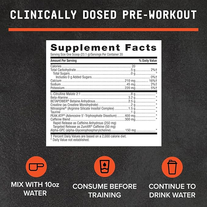 BEYOND RAW LIT Advanced Pre-Workout Formula, Sweet and Tart, for Energy, Focus, Endurance, Pumps, with 300mg Rapid and Targeted Release Caffeine, Creatine, Betaine, Beta Alanine, Taurine, 20 Servings
