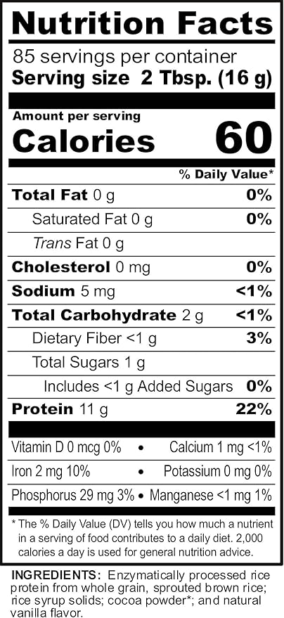 NutriBiotic – Chocolate Rice Protein, 3 Lb (1.36kg) | Low Carb, Vegetarian & Keto-Friendly Raw Protein Powder | Grown & Processed Without Chemicals, GMOs or Gluten | Easy to Digest & Nutrient-Rich