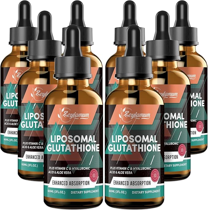 2000MG Liposomal Glutathione Liquid Drops, Enhanced Absorption, Glutathione Supplement, with Vitamin C, Hyaluronic Acid & L-Glutathione, Antioxidant Supplement - Liver Detox, Radiant Skin, 16.16 OZ