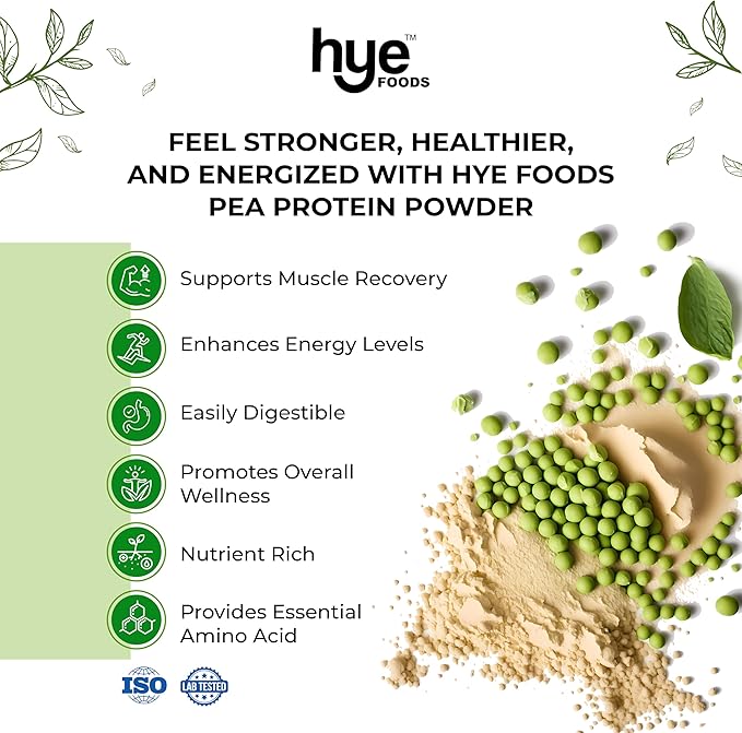 HYE FOODS Premium Pea Protein Powder | 2 lb | Vegan Protein Powder | Gluten Free | Unflavored | Easy to Digest | 100% Peas | 30 Servings