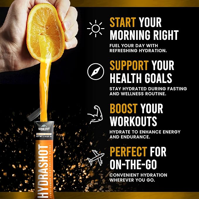Hydrashot Orange Flavored Hydration Formula with Coconut Water Powder, Calcium, Magnesium, Potassium, and Sodium, Sugar-Free, Hydration Powder Packets, Rehydrates and Replenishes Electrolytes