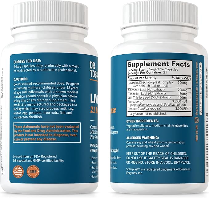 Dr. Tobias Omega 3 Fish Oil & Liver 21 Day Cleanse Supports Heart, Brain, Immunity & Lung Health with Absorbable Oil Supplements, Solarplast, Artichoke, Milk Thistle & Dandelion Extract