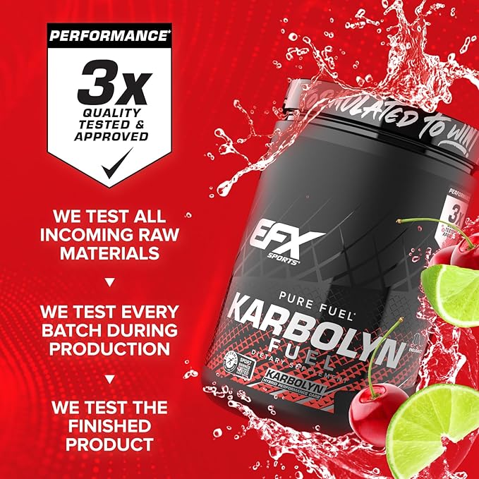 EFX Sports Karbolyn Fuel | Fast-Absorbing Carbohydrate Powder | Carb Load, Sustained Energy, Quick Recovery | Stimulant Free | 19 Servings (Cherry Limeade)