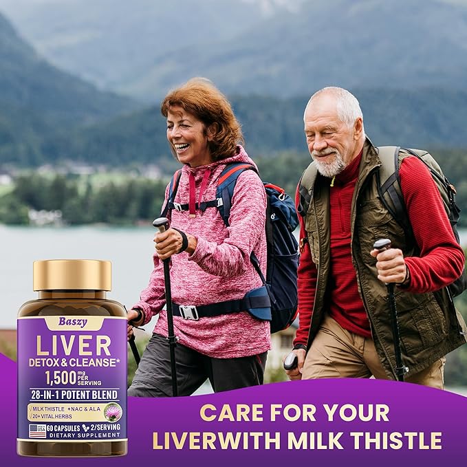 28-in-1 Liver Cleanse Detox & Repair - 1500mg Liver Health Support with Milk Thistle, Dandelion Root, Artichoke Extract, and 20+ Herbal Liver Support Supplements - Made in USA - 60 Capsules