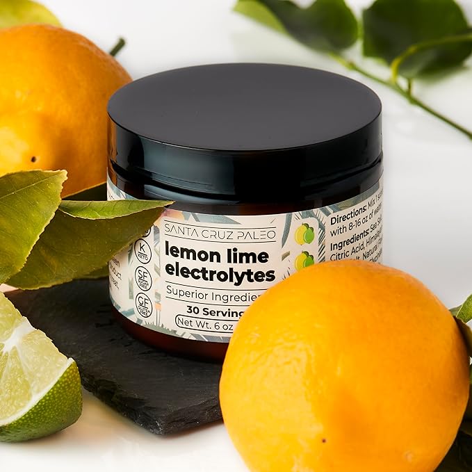 Santa Cruz Paleo Electrolyte Powder Lemon Lime with Himalayan & Sea Salt, Magnesium, Potassium, Sugar-Free, 30 Servings