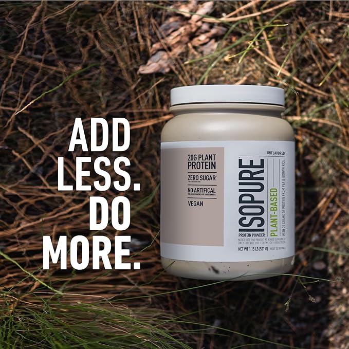 Isopure Plant-Based Protein Powder, Lactose Free, Gluten Free, With Iron, Unflavored, 20g Plant Protein Per Serving, 1.15 Lbs, 20 Servings