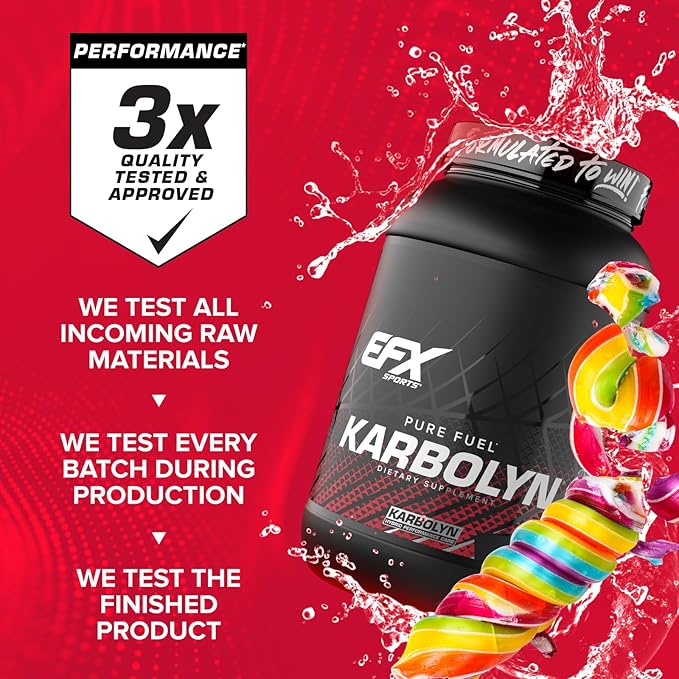 EFX Sports Karbolyn Fuel | Fast-Absorbing Carbohydrate Powder | Carb Load, Sustained Energy, Quick Recovery | Stimulant Free | 35 Servings (Rainbow Candy)