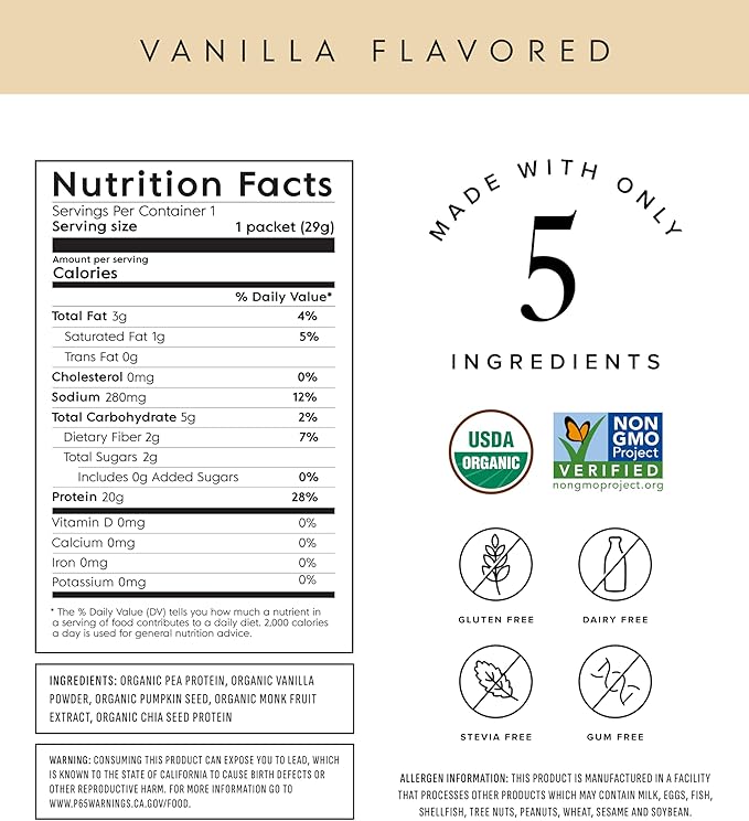 Truvani Vegan Pea Protein Powder | Vanilla | 20g Organic Plant Based Protein | 10 Travel Packets | Keto | Gluten & Dairy Free | Low Carb | No Added Sugar