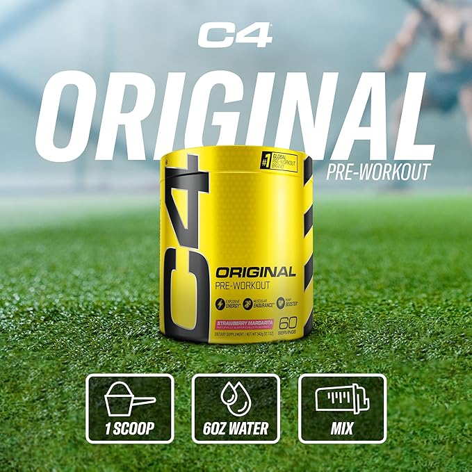 Cellucor C4 Original Pre Workout Powder Strawberry Margarita | Vitamin C for Immune Support | Sugar Free Preworkout Energy for Men & Women | 150mg Caffeine + Beta Alanine + Creatine | 60 Servings