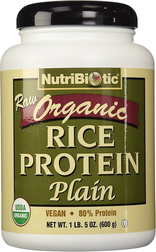 NutriBiotic Certified Organic Plain Rice Protein, 21 Ounce | Low Carbohydrate Vegan Protein Powder | Raw, Certified Kosher & Keto Friendly | Made Without Chemicals, GMOs & Gluten | Easy to Digest
