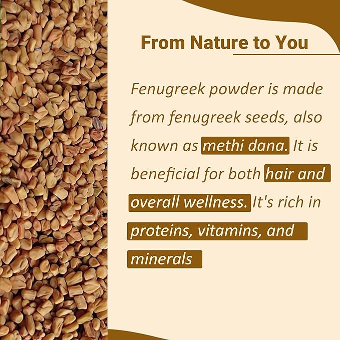 Mi Nature Fenugreek Powder - 100% Natural Trigonella Foenum Seeds - Pure Methi Powder for Cooking, Hair and Skin Care - 100g (3.5oz) Resealable Pouch