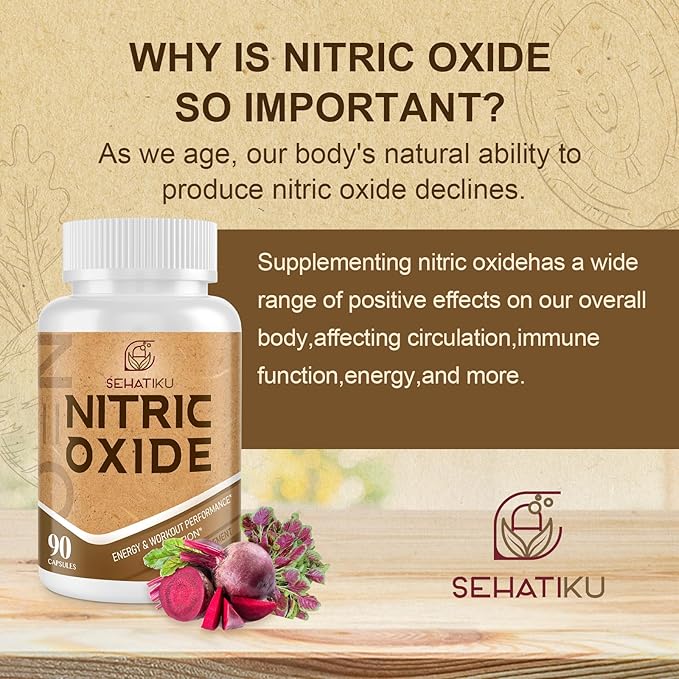 Nitric Oxide Supplement, Nitric Oxide Booster & 6-in-1 Phytonutrient Blend for Heart, Circulation, Immune - 90 Capsules (1 Bottle)