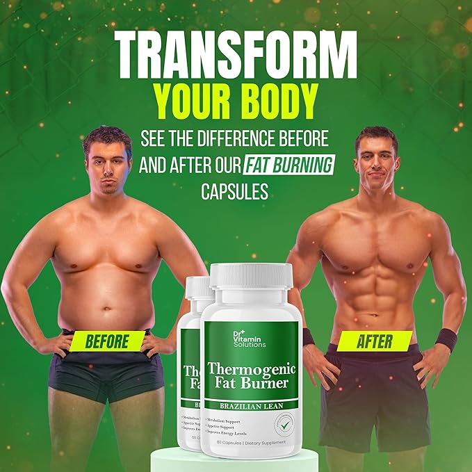 DR VITAMIN SOLUTIONS Thermogenic Fat Burner for Women and Men - Appetite Suppressant for Weight Loss - Includes Green Tea Extracts for Bloat Relief - Metabolism Booster - Pack of 2