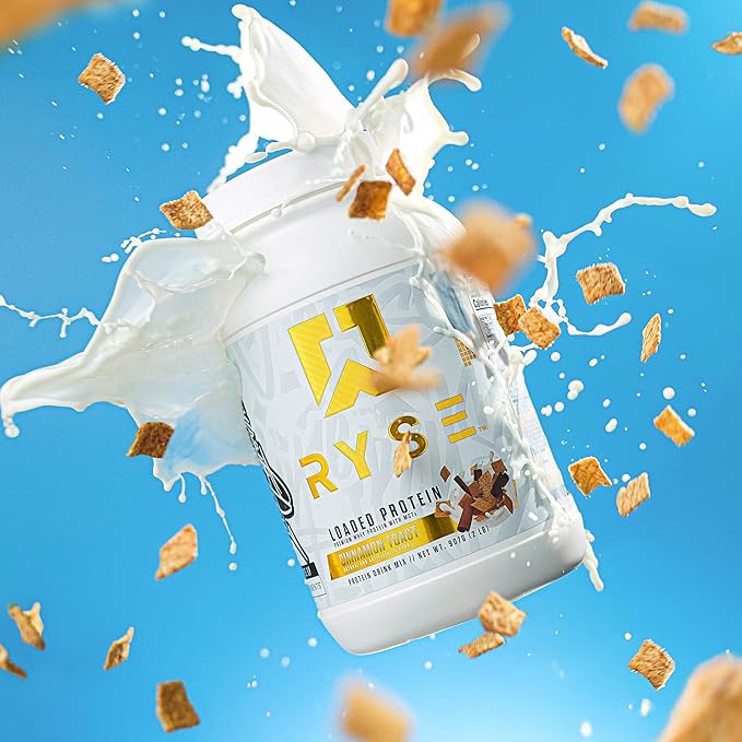 Ryse Loaded Protein Powder - Cinnamon Toast - 25g Whey Protein Isolate & Concentrate with Prebiotic Fiber & MCTs - Low Carb, Low Sugar, Digestive-Friendly - 20 Servings / 1.5 lb Tub