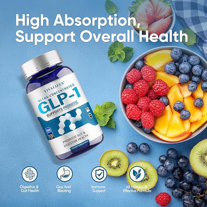GLP-1 Supplement, 120 Capsules GLP-Activate with CFU Multi-Strain Probiotics for Gut Health, Digestive, Immune & Overall Health for Men & Women
