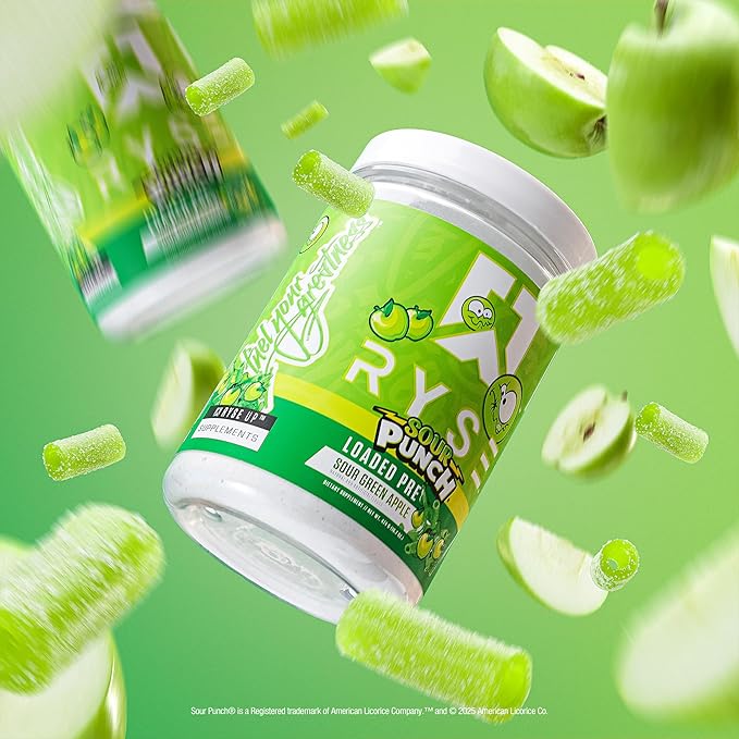 Ryse Loaded Pre Workout Powder - Sour Punch Green Apple - Daily Pre-Workout for Men & Women with 390mg Caffeine, Beta Alanine, and Citrulline for Pump, Focus, and Energy - 30 Servings