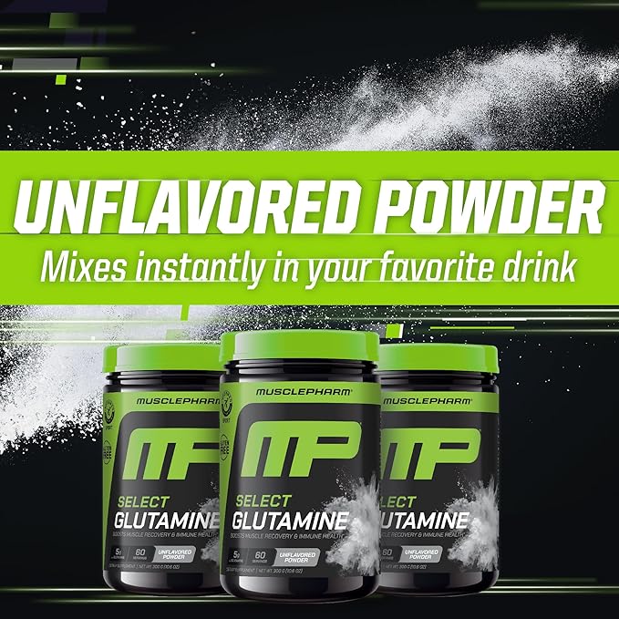 MusclePharm Essentials Glutamine, Pure L-Glutamine Powder Supplement for Post Workout Muscle Recovery, Energy & Gut Health, 5g L Glutamine Powder per Serving, Gluten-Free, Unflavored, 60 Servings