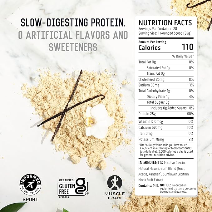 Ascent Casein Protein Powder Vanilla Bean 2 lb & Plant Protein Powder Chocolate 18 Servings