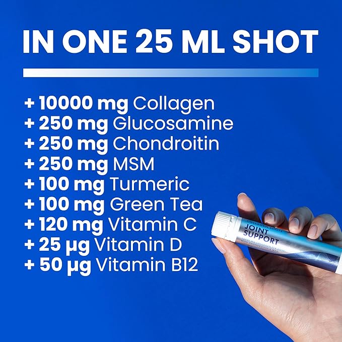 Swedish Nutra - Joint Support 30 Shots I Collagen Type I, II & III I Glucosamine, MSM, Chondroitin, Turmeric I Sugar-Free - 30 Day Supply