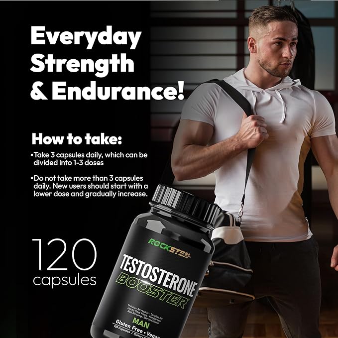 Testosterone Booster Men Supplement - Male Enhancing Support with Tribulus Terrestris Tongkat Ali Fenugreek - Stamina Energy Test Boost Capsules for Muscle Growth Body Building Workout