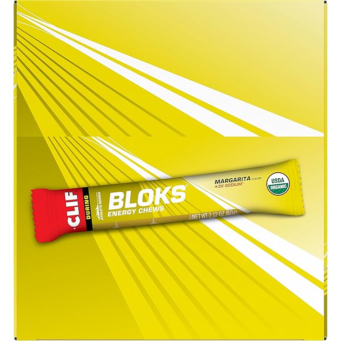 CLIF BLOKS - Margarita Flavor with 3X Sodium - Energy Chews - Non-GMO - Plant Based - Fast Fuel for Cycling and Running - Quick Carbohydrates and Electrolytes - 2.12 oz. (18 Count)