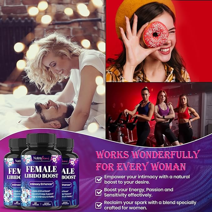 Fast Acting Highly Effective Libido Booster for Women-Female Libido Booster for Hormonal Balance, Mood & Drive - with Maca Root, Ginseng, Tribulus, Gingko & Ashwagandha - 60 Capsules