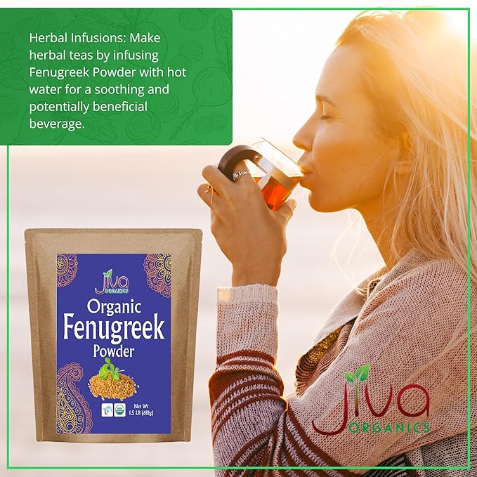 Jiva Organic Fenugreek Powder 1.5 LB Bulk Bag - Non-GMO, Gluten Free (Methi Powder, Fenogreco En Polvo) - Resealable Kraft Bag - Great for Hair or for Cooking