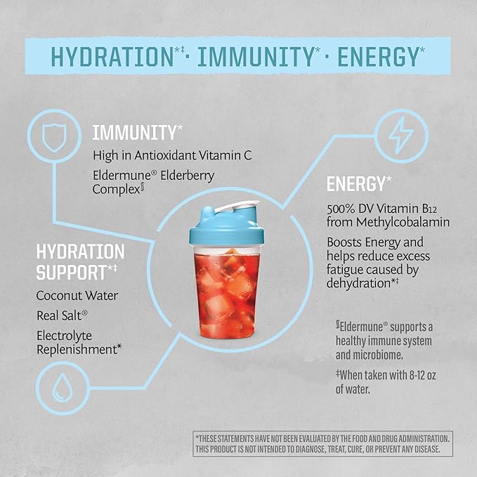 Sunwarrior Vegan Hydration Blend Electrolyes Supplement | Elderberry Coconut Water Real Salt Soy Free Sugar Free Synthetic Free Gluten Free Dairy Free | Coconut Berry 30 Servings | Active Hydration