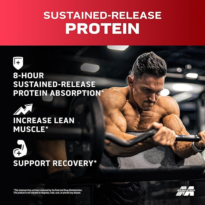 MuscleTech Platinum 8-Hour Protein Powder - 7 Premium Protein Sources with Whey & Casein Protein for Increased Lean Muscle, Strength & Improved Recovery - Milk Chocolate, 50 Servings