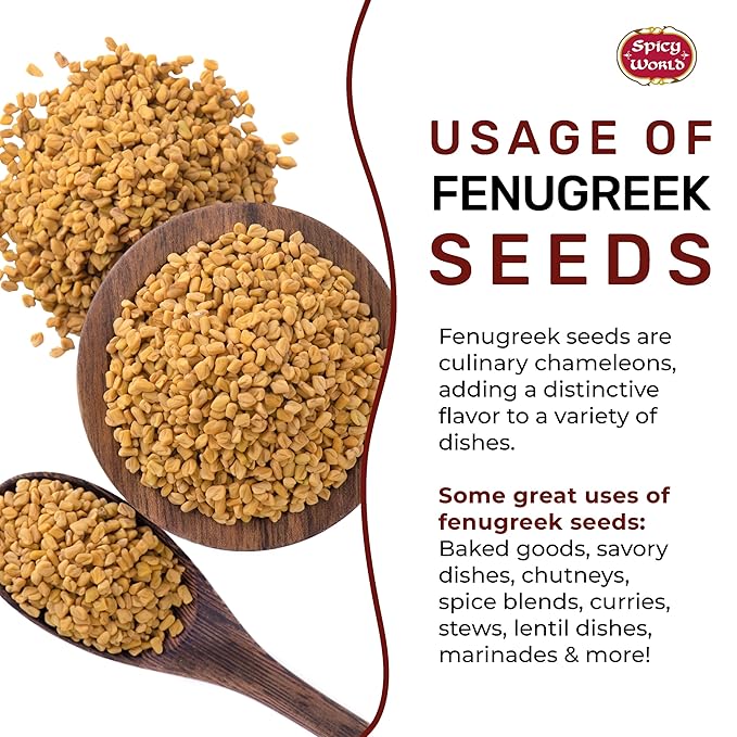 Spicy World Fenugreek Seeds (Methi) 7 Ounce Bag - All Natural & Pure - Resealable Bag