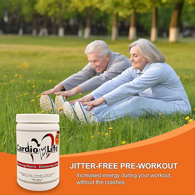 Cardio for Life L-Arginine Powder 16oz - Natural Nitric Oxide Supplement Cardiovascular Increase Energy - Orange