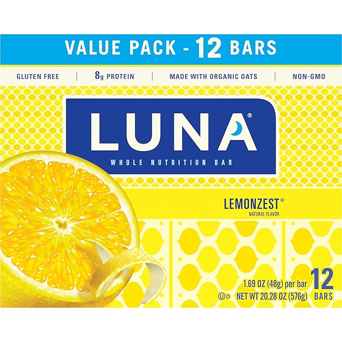 Clif Bar Luna Minis Energy Bar - Box of 12 1.69oz (48g) Bars (Lemon Zest)