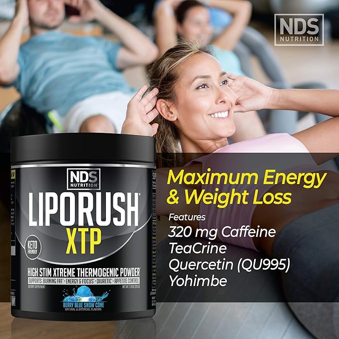 NDS Nutrition XTP Thermogenic Fat Burner with L-Carnitine - Energy, Focus, and Appetite Control - Extreme Thermogenic Fat Burning Powder Weight Loss - Blue Berry Snow Cone (45 Servings)