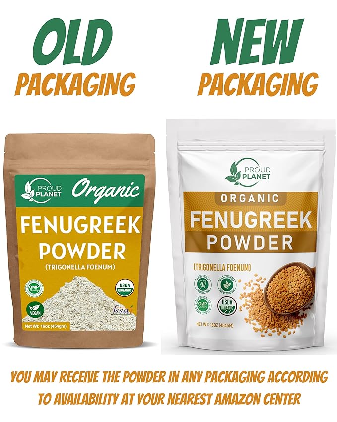 Organic Fenugreek Powder 16oz (454g) For Health, Skin & Hair Methi Seeds Powder | Non GMO & Gluten Free | USDA Certified by Proud Planet