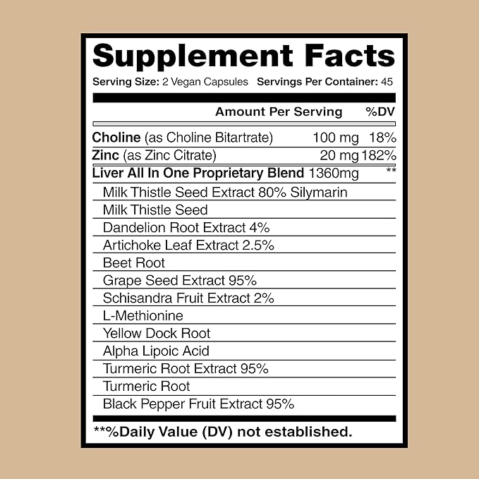 Liver Cleanse & Detox, Liver Supplement, Liver Support, Liver Detox, Liver Cleanse, Liver Health, Milk Thistle Silymarin, Artichoke, Dandelion, Turmeric, Choline, Alpha Lipoic Acid, Black Pepper Ext